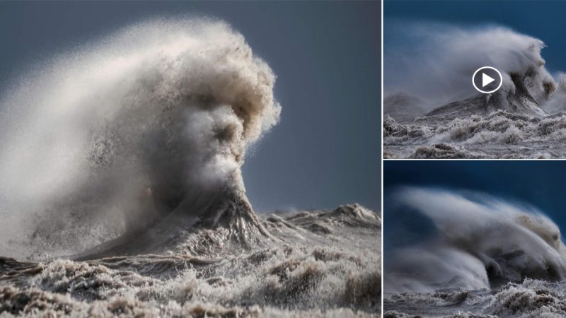 Α photographer from Ontario captures a large wave that resembles “the perfect face”.