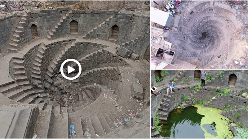 In the village of Valur, Maharashtra, India, there is a unique spiral stepwell with eight entrances that has been abandoned for a long time and is now restored.