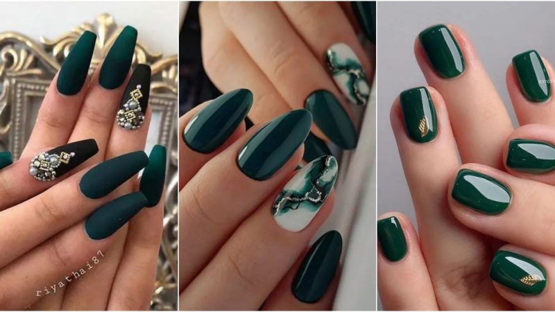 Beautify your nails with these 40 beautiful green designs.