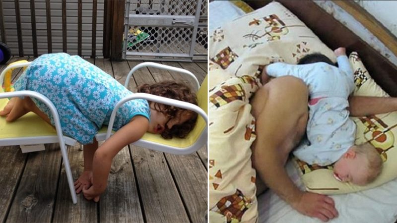 It’s quite funny to see pictures of babies sleeping in various positions and all the time