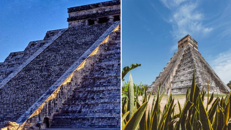 The most remarkable moment of Kukulcán temple in Chichen Itzá,Mexico