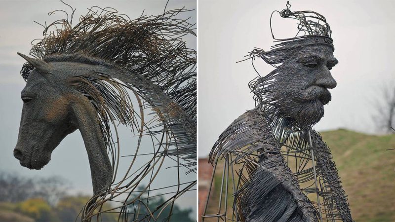 Artist Darius Hulea Sculptures Portraits Of Historical Figures With The Use Of Industrial Metal Wires