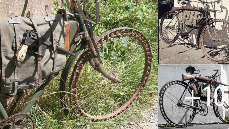 1900’s Soldier’s Bike. With spring wheels like this, you don’t have to worry about punctures.