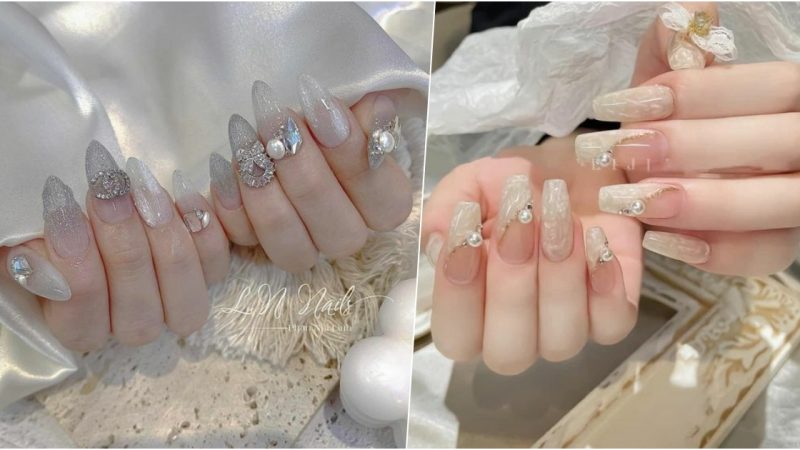 Sparkling jewel nails have become the trendiest fashion trend right now.