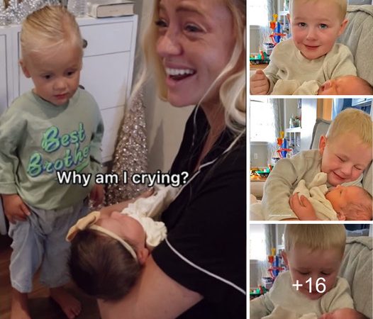 Touching Moment: Young Boy Chokes Up While Holding Baby Sister for the First Time