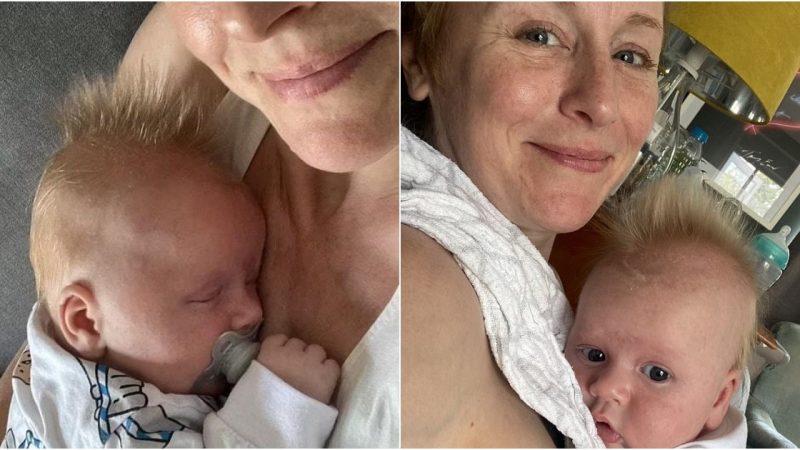 Baby’s Mohawk Marvel: 10-Week-Old Emerson Blake Nutley’s Unique Hair Turns Heads